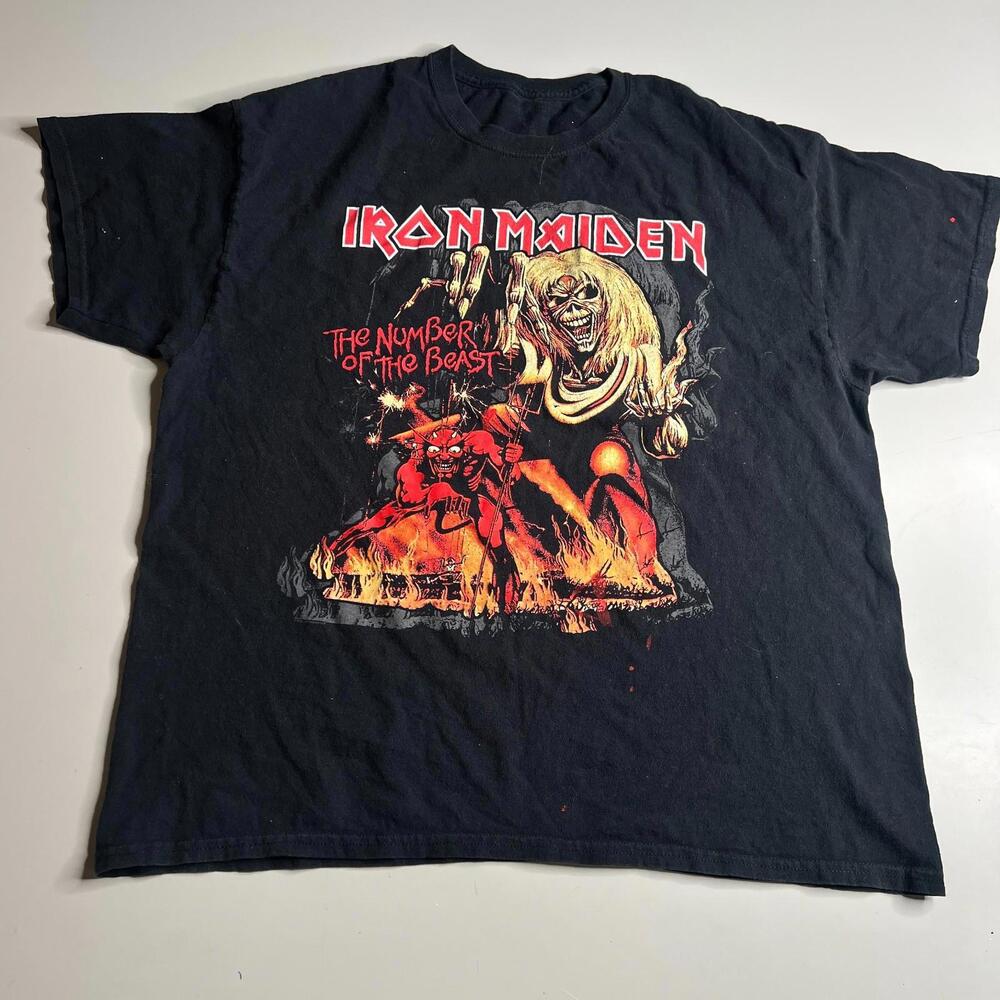 Iron Maiden The Number‎ of the Beast Vintage Band T Shirt Black Heavy Metal Tee